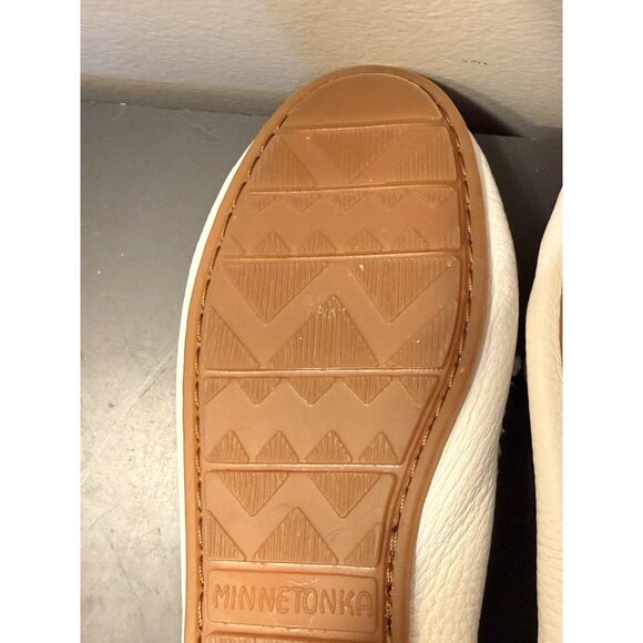 Minnetonka Deerskin Leather Gold Beaded Moccasins White Size 7.5/8 Rare Colorway - Picture 10 of 10